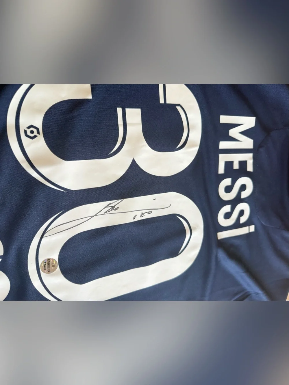 Jordan Navy PSG Men's Soccer Jersey with Leo Messi signature valuable